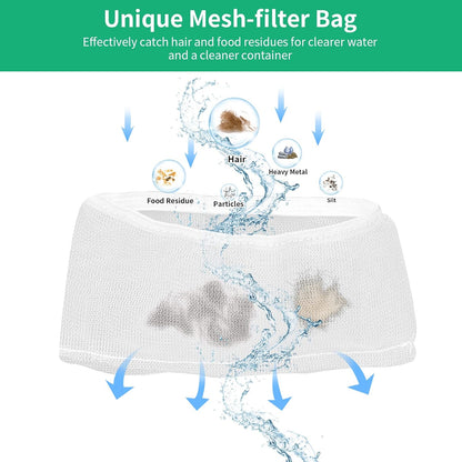 Replacement Filters for 230oz Dog Water Fountain, Made of Activated Carbon and PP Cotton, Kastty Food Grade Water Fountain Filters, 6pes Filter + 6pes Mesh + 6pes Sponge