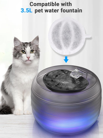 Kastty Cat Fountain Filter Replacement - 3.5L Activated Carbon Fountain Filter, 16 Pack With 2 Cotton
