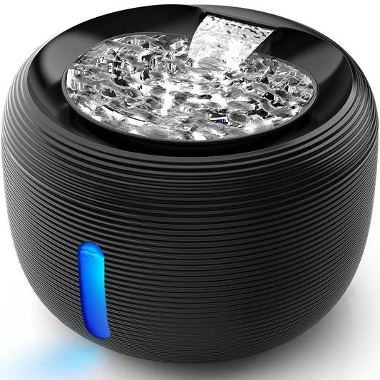 Kastty 3.5L/118 oz Cat Water Fountain, Large Capacity Quiet Pet Water Fountains for Cats Indoor Water Level LED Light Multi-Filtration BPA-Free, Automatic Cat Fountain Easy Cleaning FS77(Black)