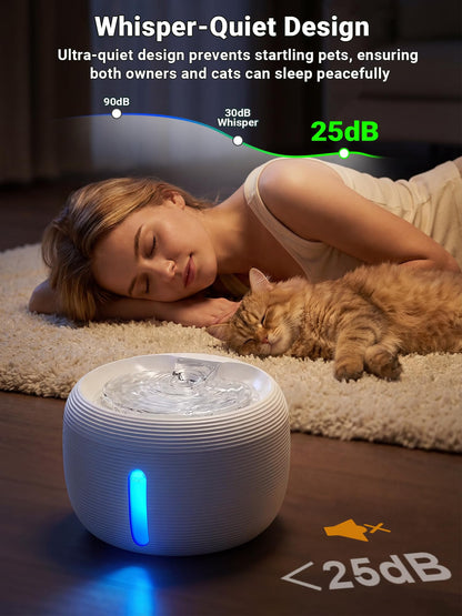 Kastty Cat Water Fountain:3.5L Cat Fountain for Drinking-White Pet Water Fountain for Cats Indoor-Quiet Cat Water Dispenser with Visual Water Level - Pets Watering Supplies for Small Animals FS77