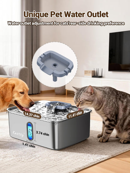 Kastty 15L/3.96 Gal Large Capacity Dog Water Bowl Dispenser,Stainless Steel Dog Water Fountain Quiet LED Light Triple Filtration Dog Water Bowl, Automatic Pet Water Fountain Easy Cleaning Blue FS78