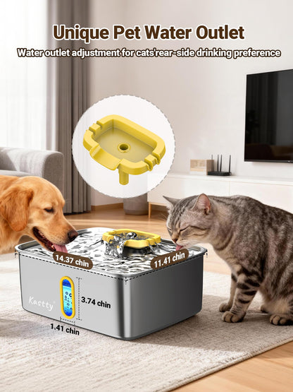 Kastty 15L/3.96 Gal Large Capacity Dog Water Bowl Dispenser,Stainless Steel Dog Water Fountain Quiet LED Light Triple Filtration Dog Water Bowl, Automatic Pet Water Fountain Easy Cleaning Blue FS78